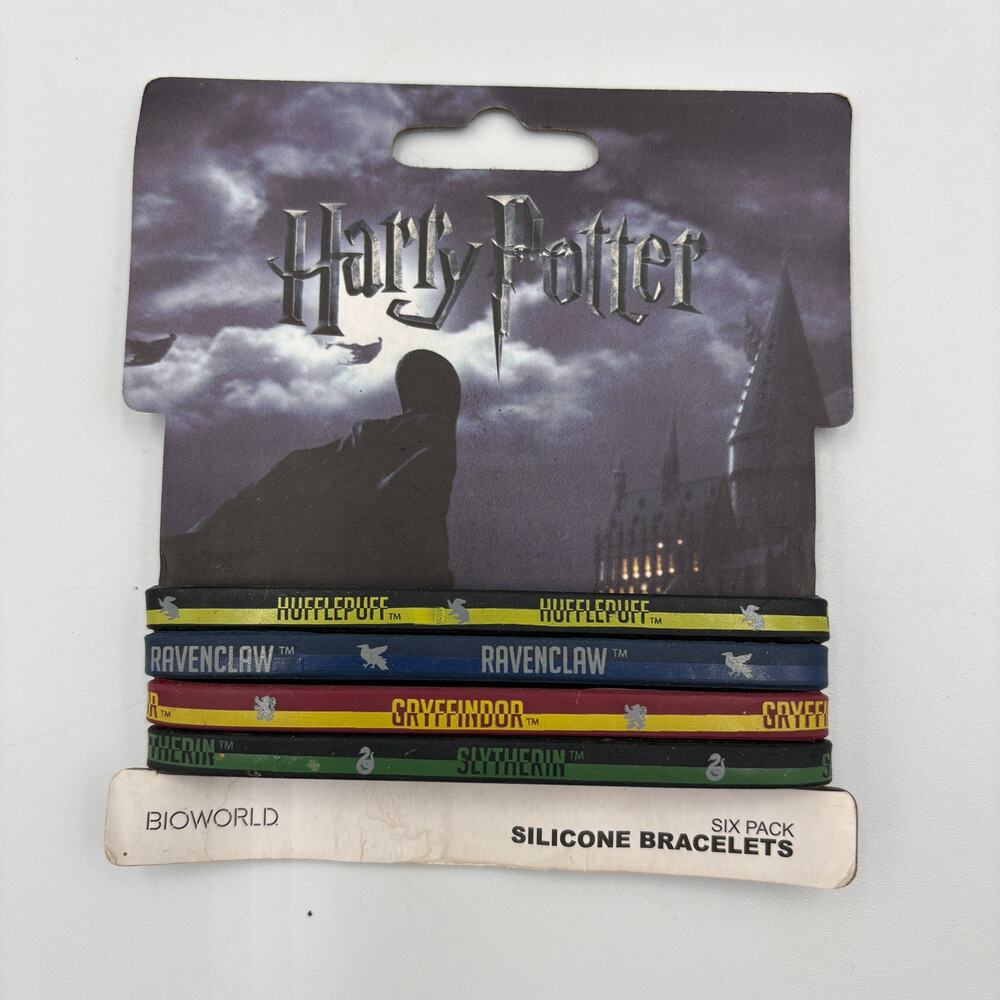 Harry Potter Silicone Bracelets Bioworld Pack All 4 Houses Hufflepuff Gryffindor